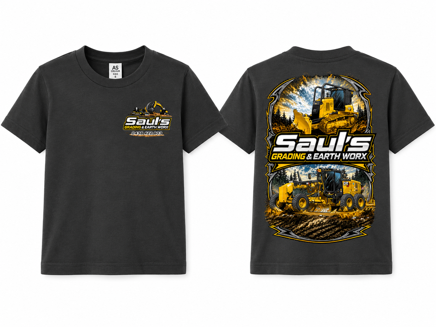 Saul’s Grading & Earthworx Kids Graphic Tee – Charcoal